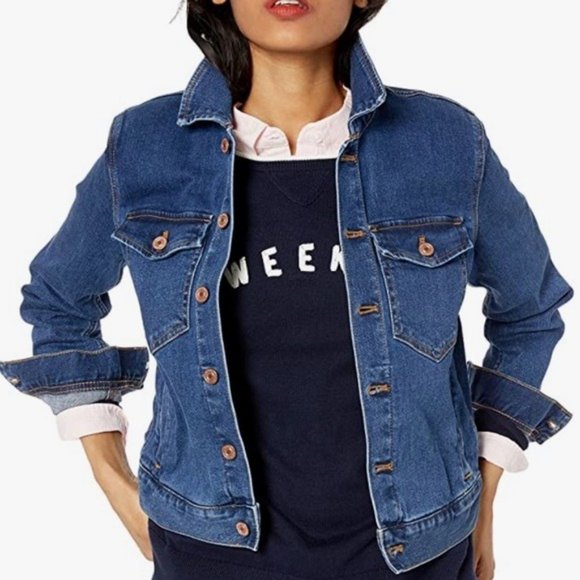 J Crew Mercantile Button Up Crop Jean Jacket Sz L